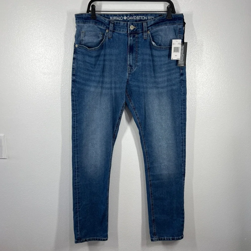 Buffalo David Bitton Slim‎ Stretch Jeans Ash-X Denim Blue Mens W36 L32 Casual